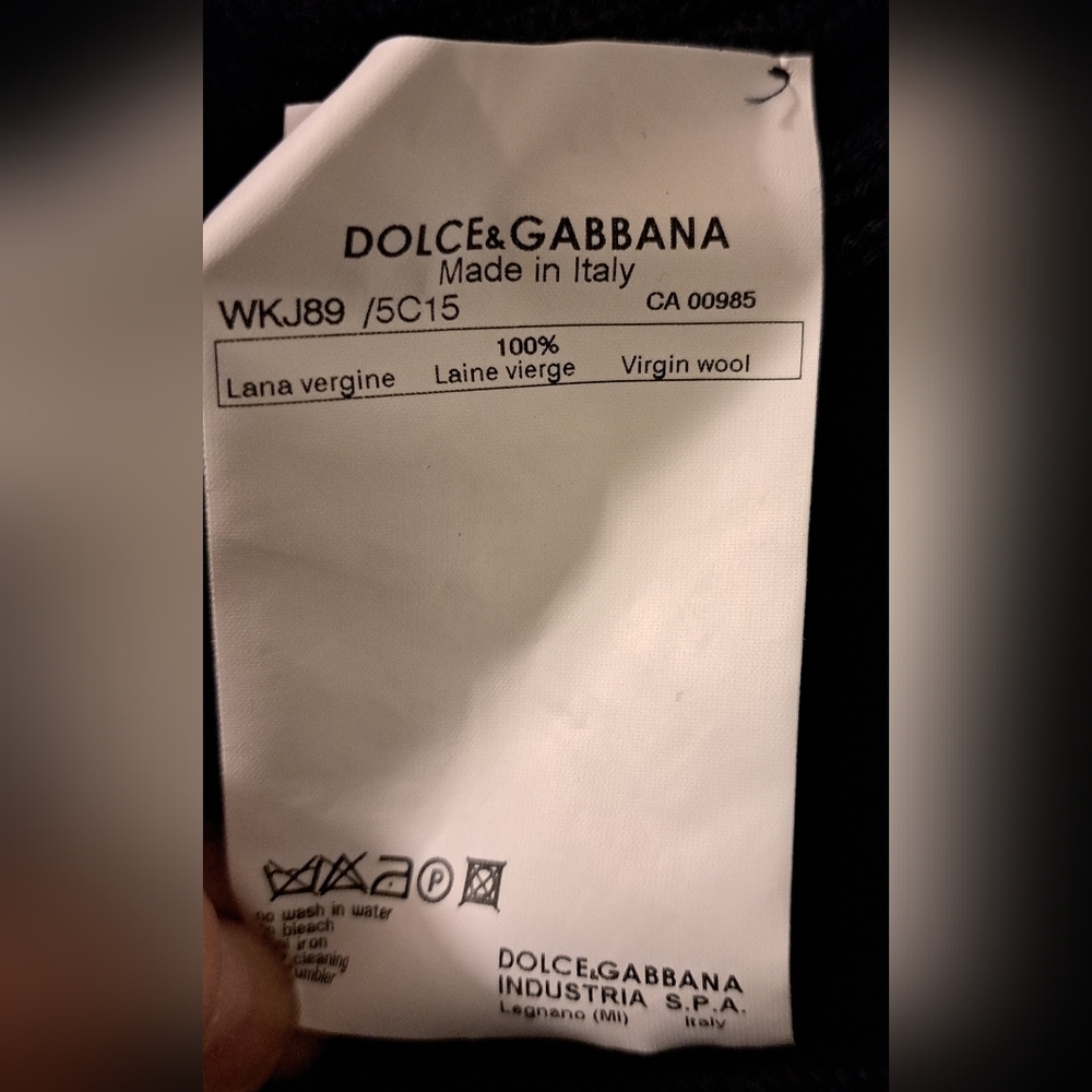 Vintage Y2K Dolce & Gabbana Black Knit Virgin Wool Goth Moto Sweater Dress SZ XL - Picture 5 of 6